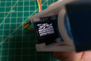 One of the test patterns from the sample code, being displayed on the OLED. 